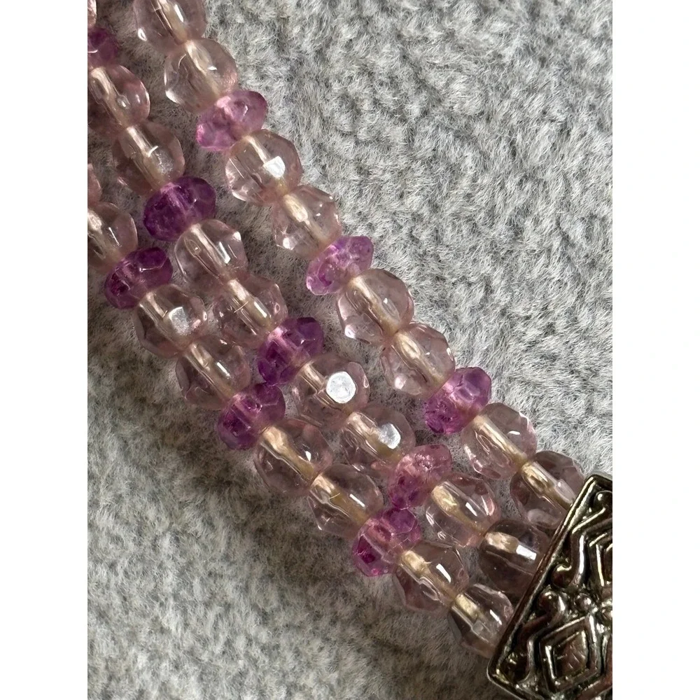 #7. Multi-strand Pink & Purple Beaded Necklacec